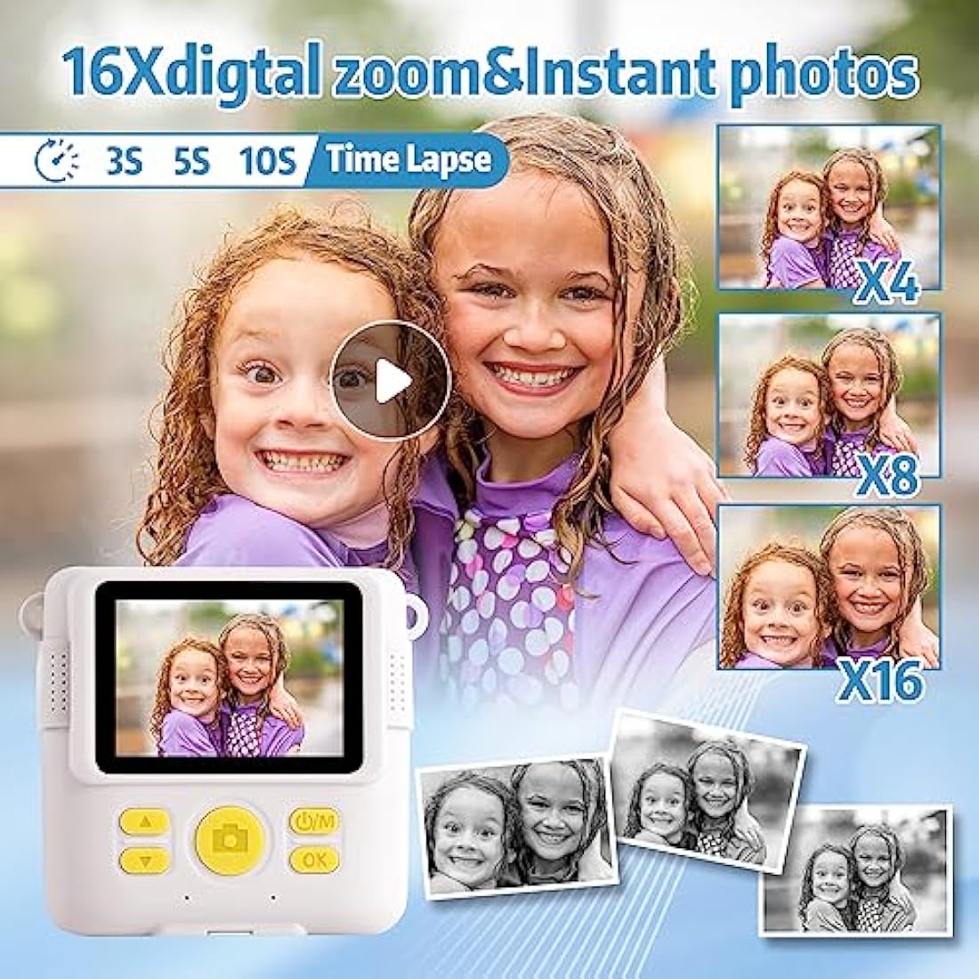 Kids Instant Print Camera – 1080P Digital Toy with 32GB Card