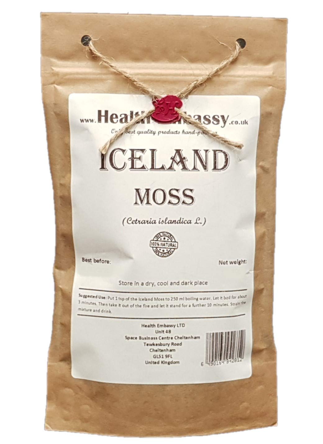 Iceland Moss (Cetraria islandica) Dried Herb by Health Embassy - 100g