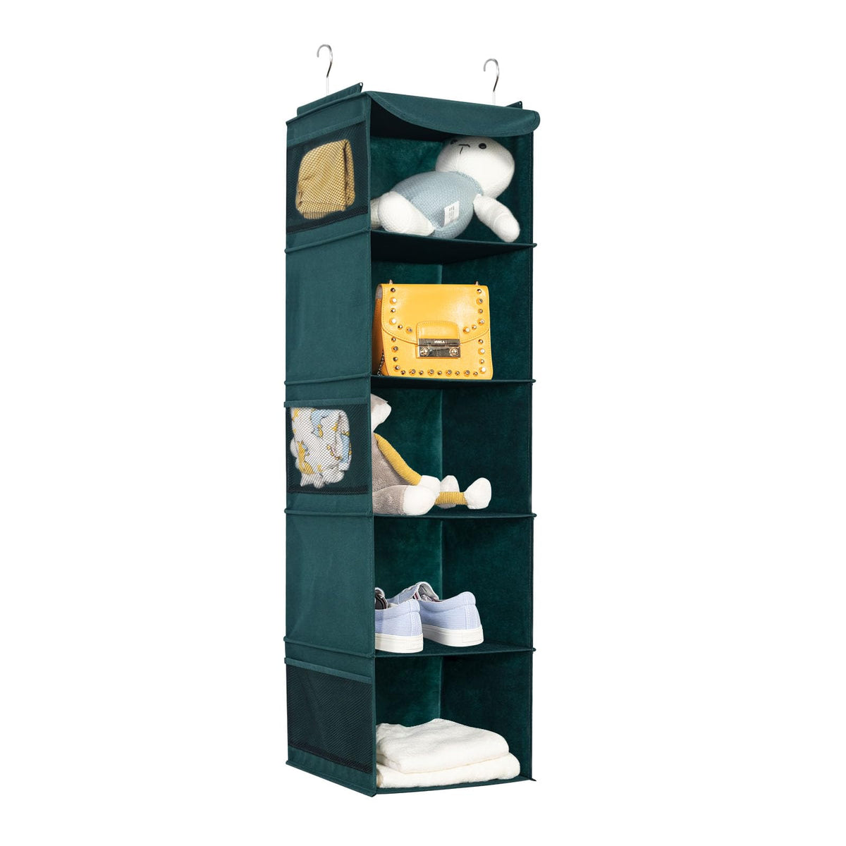BrilliantJo Hanging Wardrobe Closet Organiser Storage with 5 Shelves, Storage hanging Shelves Unit with 6 Pockets for Clothes - image 1