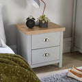 Avon Bedside Table – 2 Drawer Oak Effect Grey Nightstand