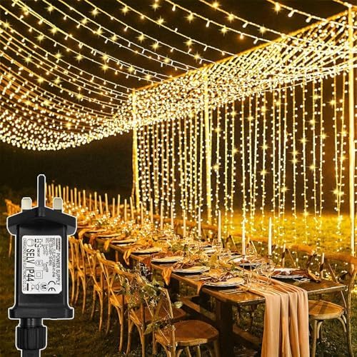 Yowin 600 LED Curtain Lights | 6m x 3m Waterproof Mains Powered Fairy Lights