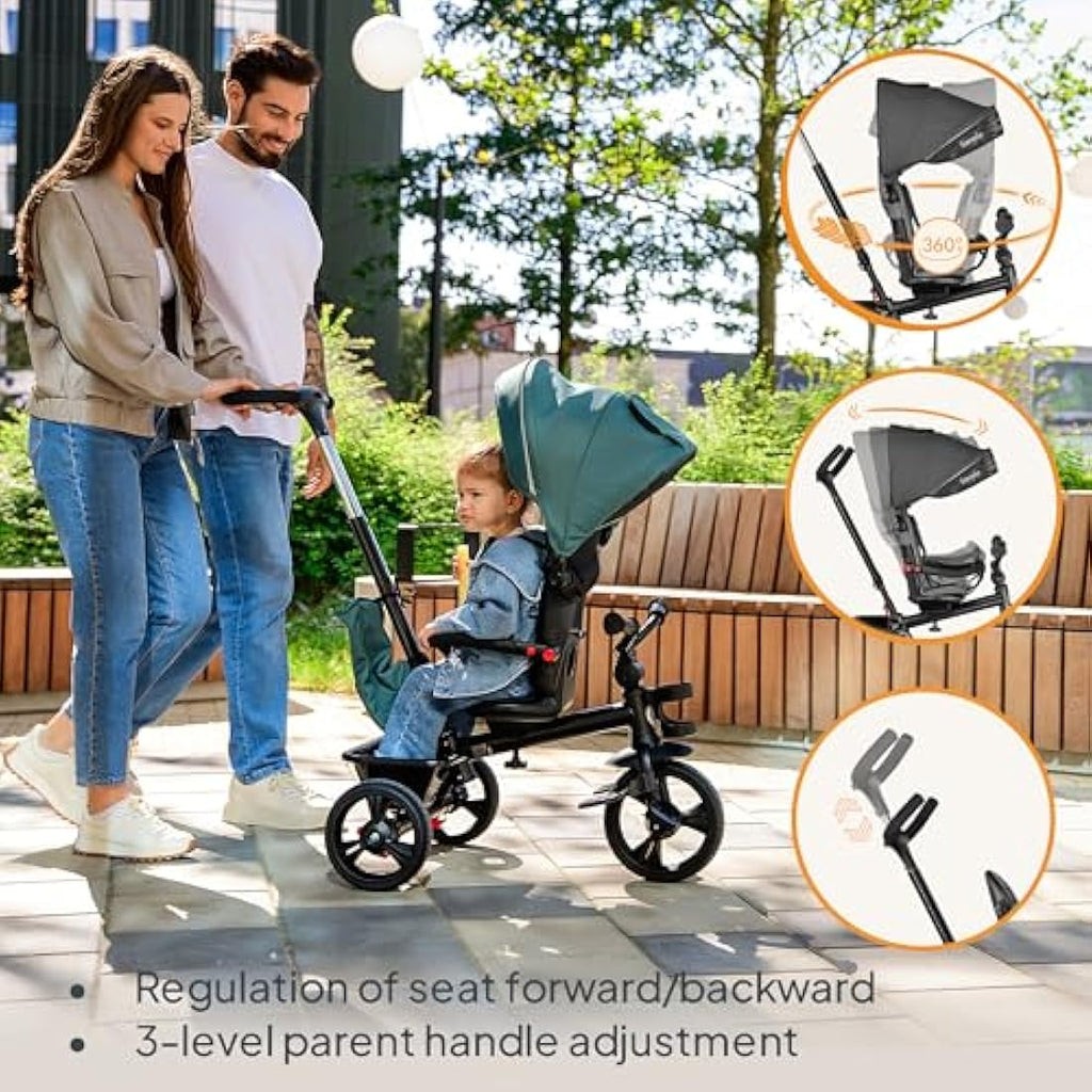 Lionelo Haari 2in1 Kids Tricycle Stroller with Swivel Seat & Canopy