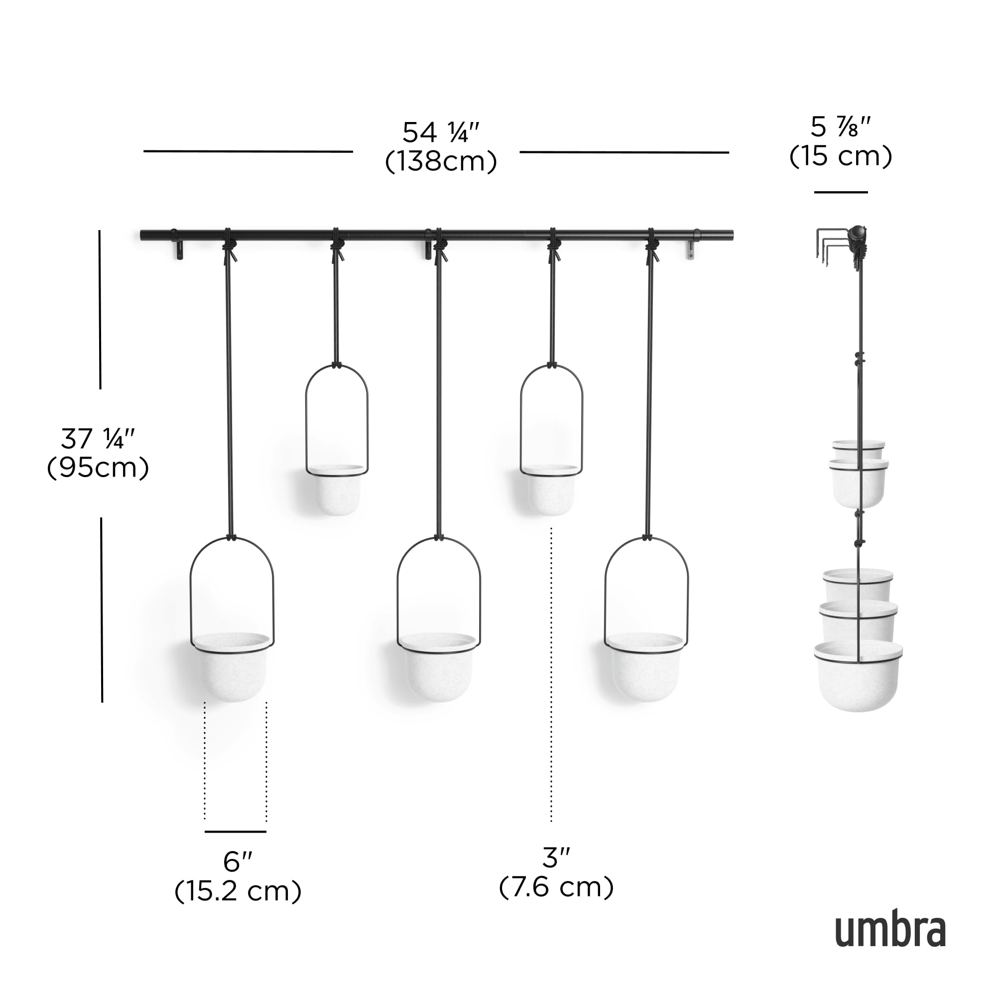 Umbra Triflora Hanging Window Planter – 5 Pots for Herbs & Succulents