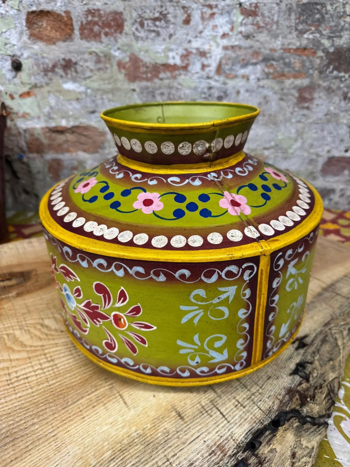 Vintage Painted Water Pot / Vase / Planter / Narrow Boat Ware Gypsy Art