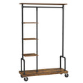 VASAGLE 5-Tier Rolling Garment Rack | Industrial Metal & Wood Clothes Rack