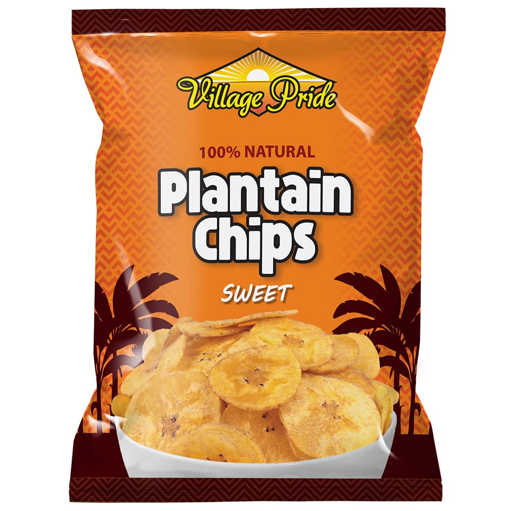 Village Pride Sweet Plantain Chips - 75g Gourmet Snacks (Pack of 24)