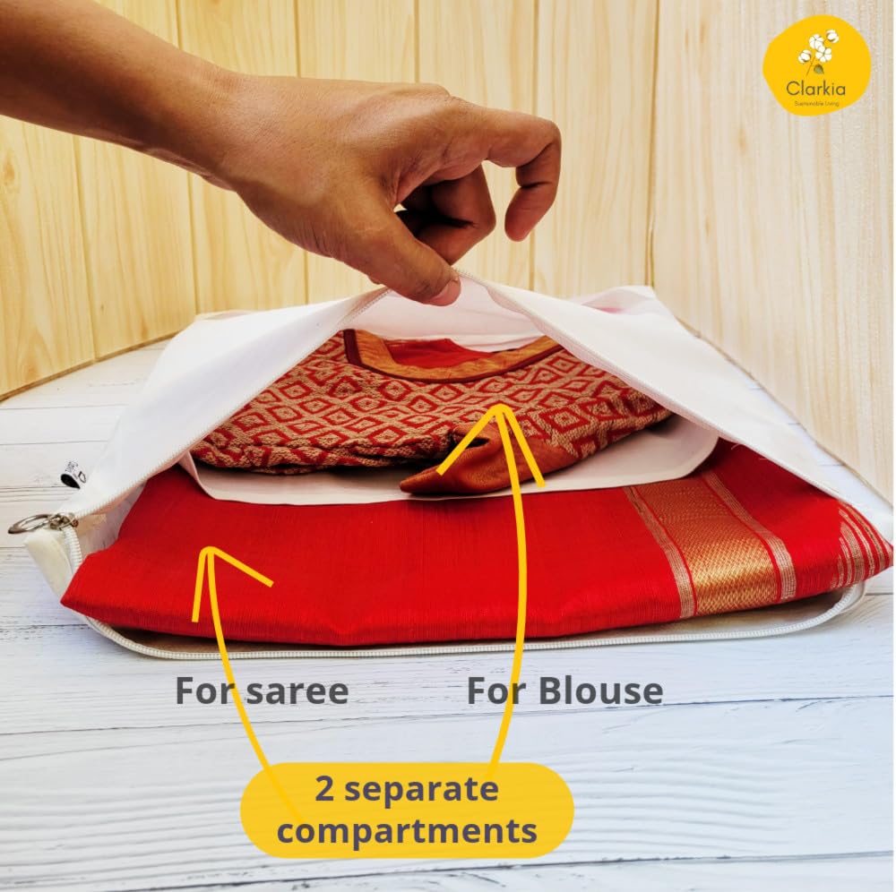 Clarkia Cotton Saree Covers, With Blouse Pouch, 17x17 inch, 12 Pack - image 3