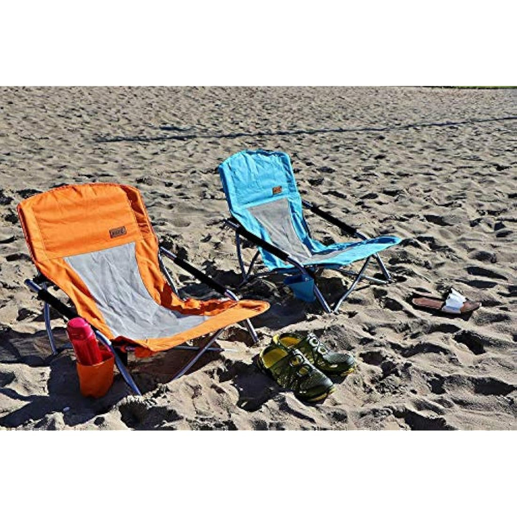 Nice C Low Beach Camping Folding Chair – Heavy Duty Steel & Mesh, Orange