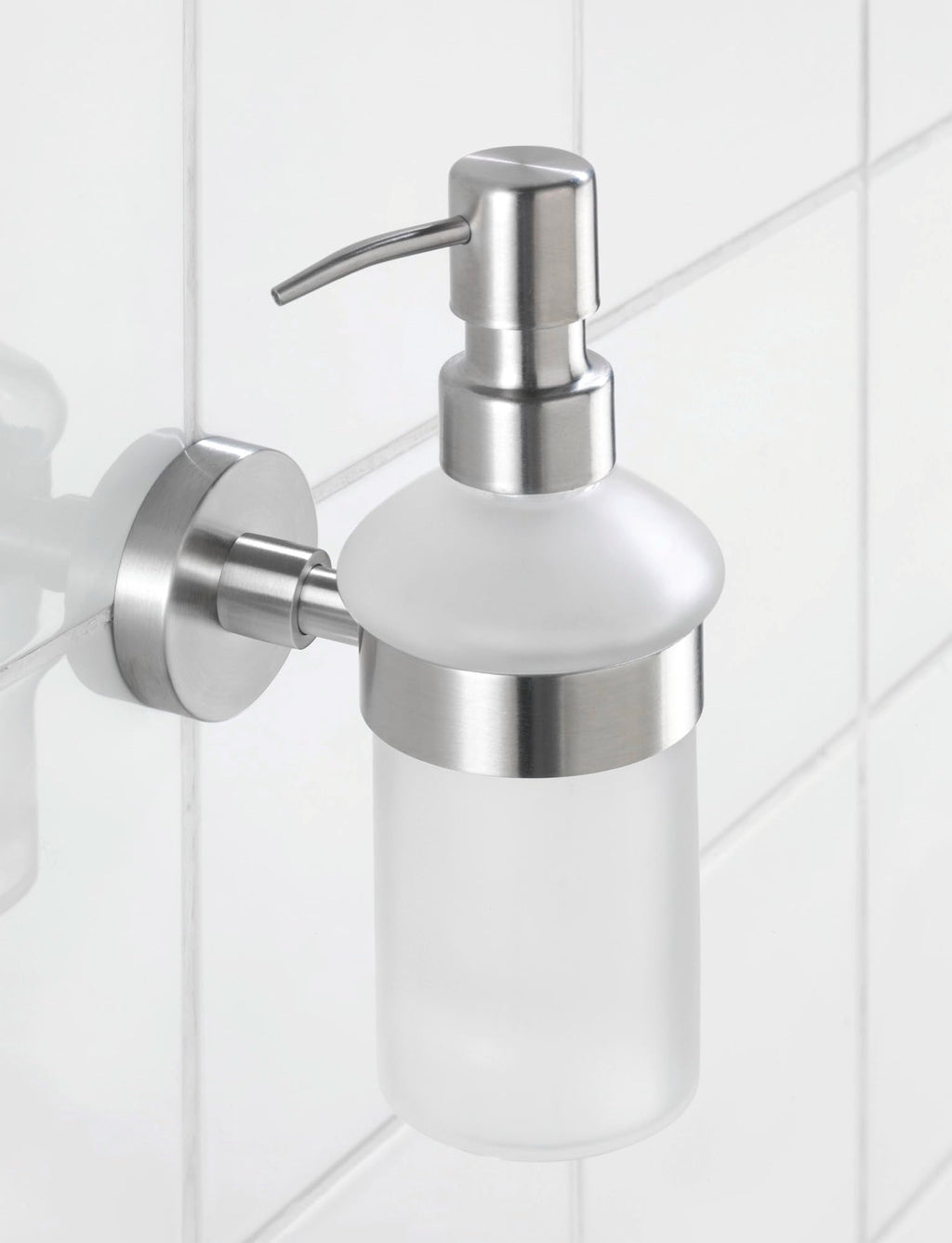WENKO 19617100 Soap dispenser Bosio - Capacity: 0.2 l, Stainless steel, 7 x 18 x 11 cm, Matt