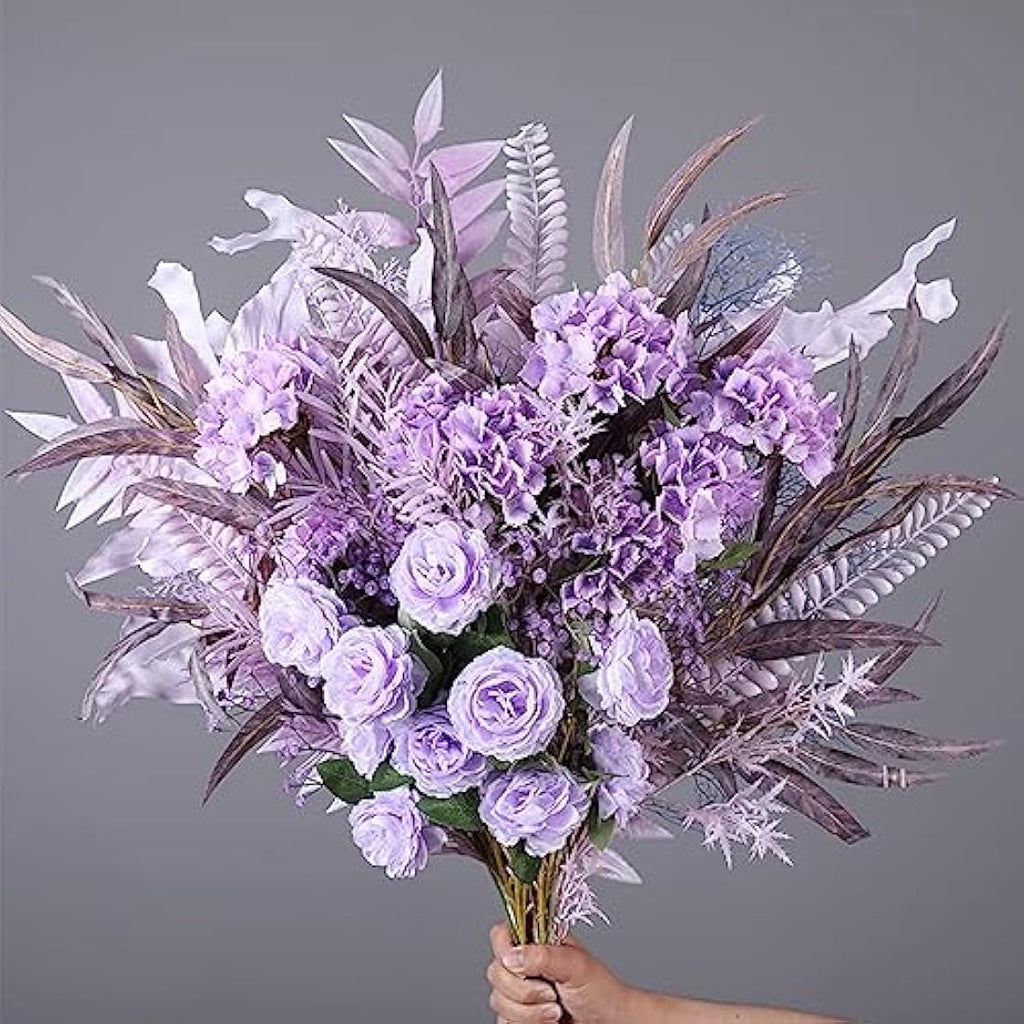 FagusHome 30 Pcs Silk Hydrangea Heads with Stems for Wedding Decor