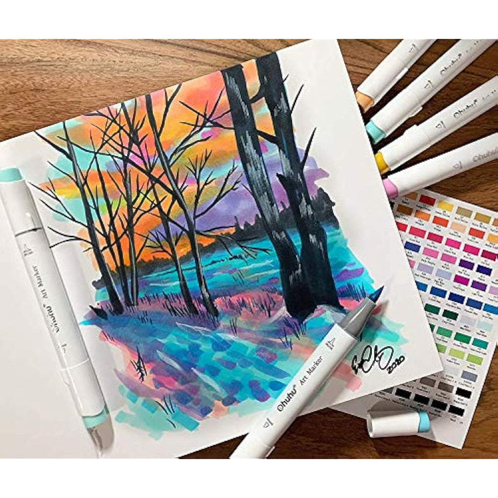 Ohuhu Alcohol Marker Sketchbook Set | 200GSM Heavyweight Paper | A4 & Square