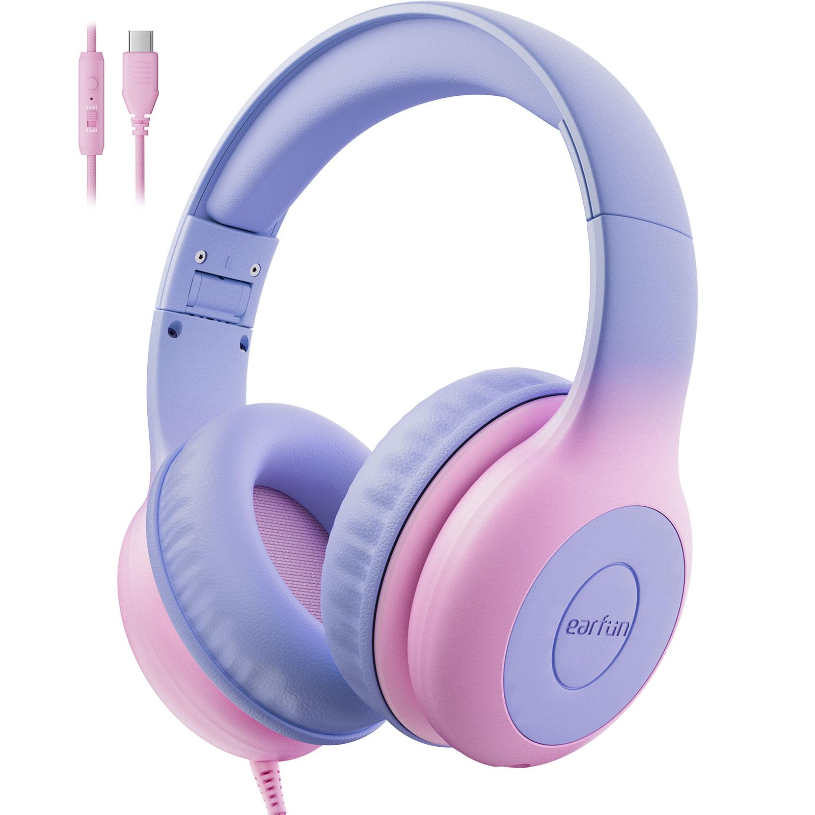 EarFun Kids Wired Type C Headphones | Foldable Stereo Headset with Mic