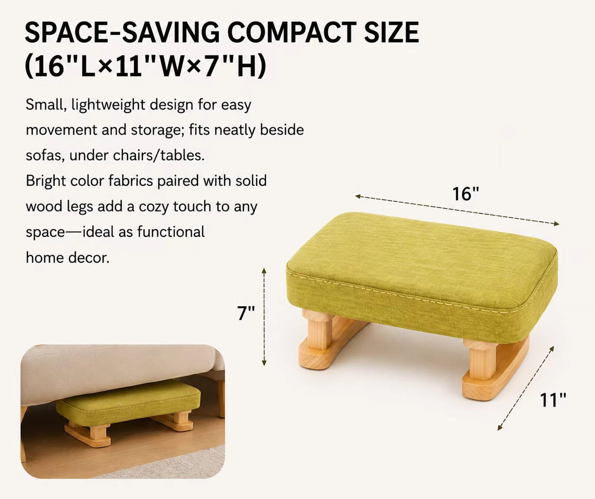 Small Footstool Ottoman, Removable Cover Fabric Foot Stool Rest with Wooden Legs and Non-Slip Soft Padding, Modern Footstools Step for Couch, Desk - image 2