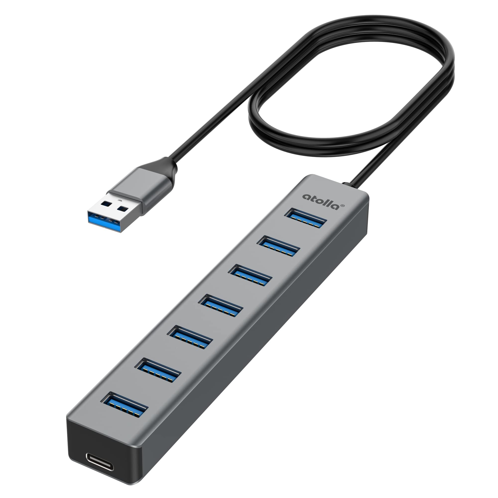 atolla 7-Port USB 3.0 Hub | Aluminum Multiport Adapter with 3.3ft Cable