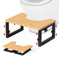 GLARETEX Folding Toilet Stool – Adjustable Height Wood & Metal Squatty Potty