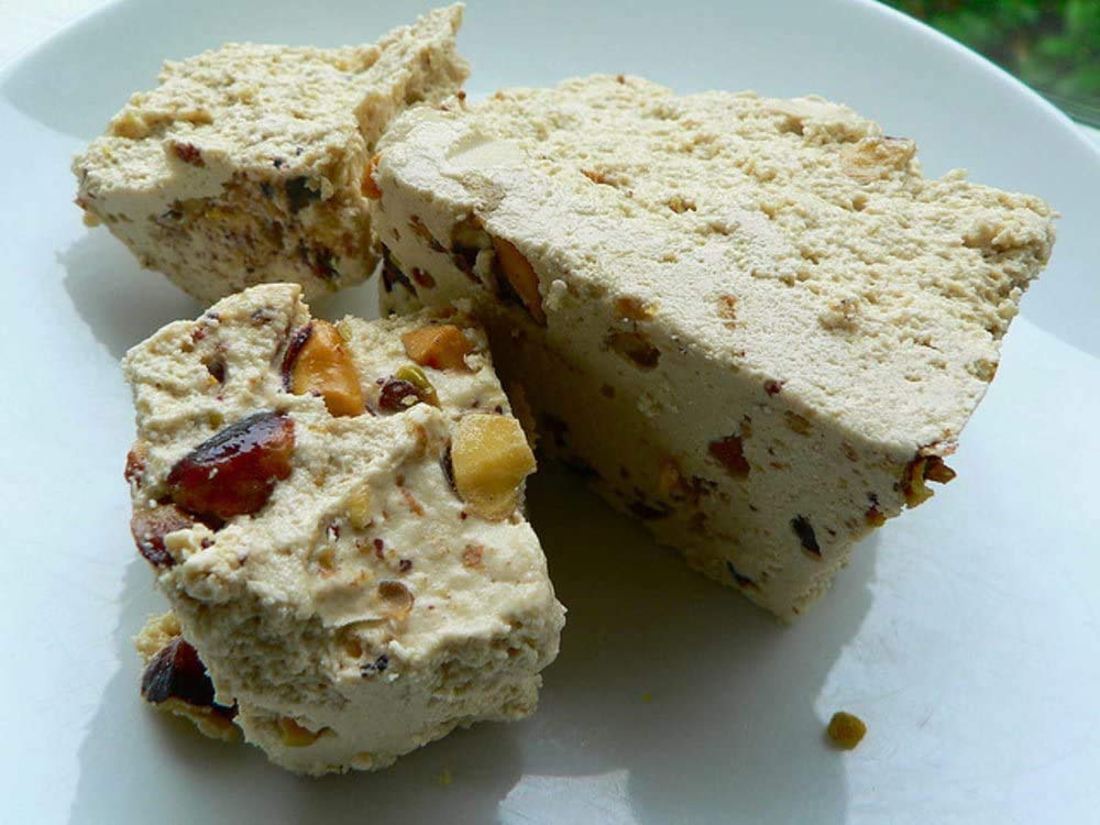 MeZap Classic Greek Halva with Almonds – Gourmet Sesame Sweets 400g