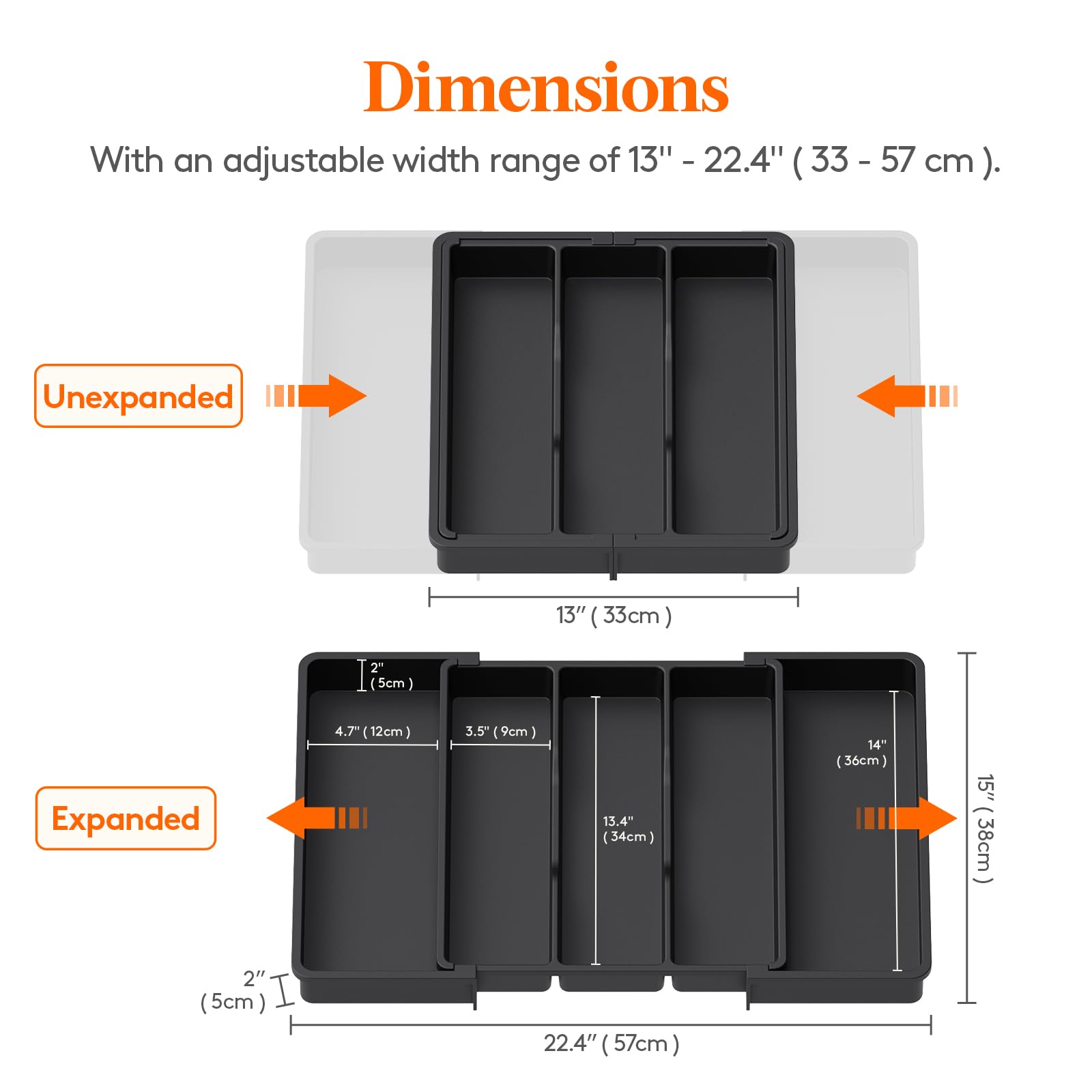 Lifewit Expandable Utensil Drawer Organiser | Large Plastic Cutlery Tray