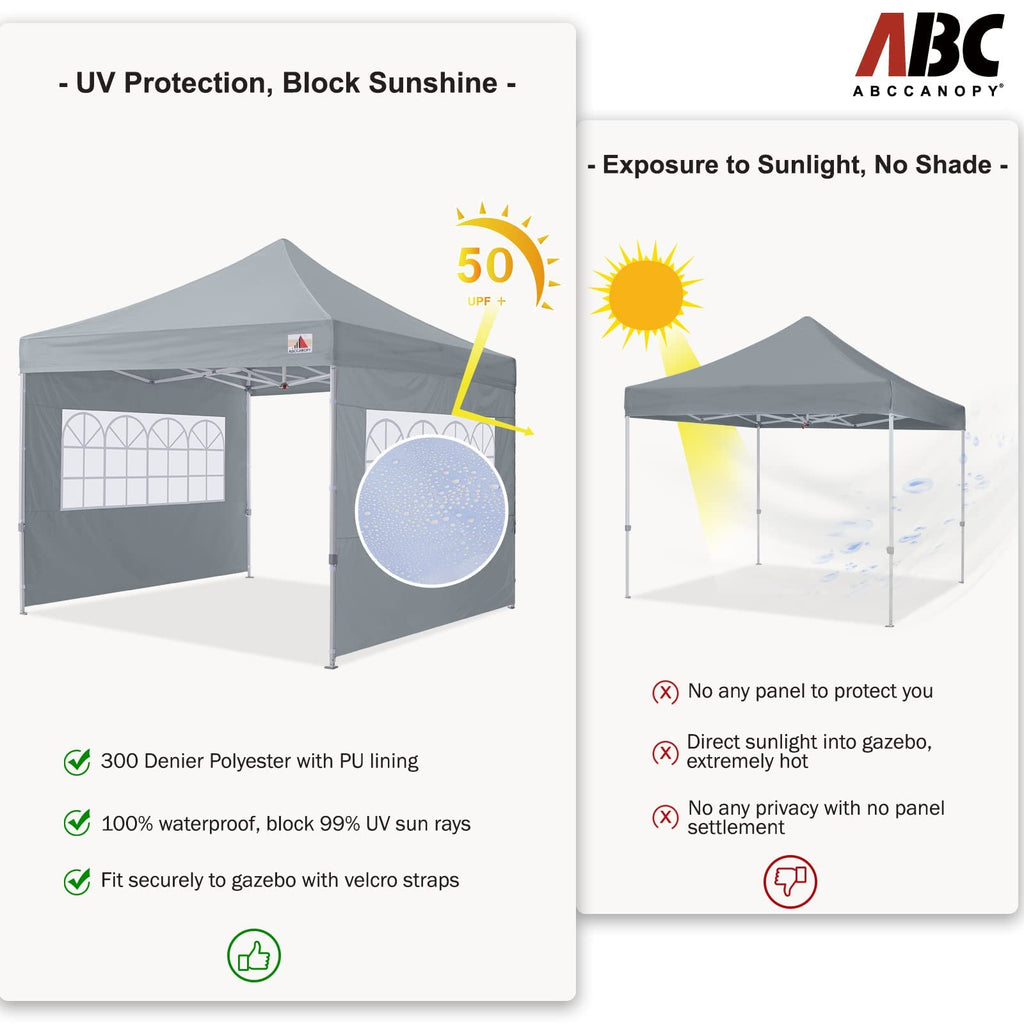 ABCCANOPY 2-Pack 3M Gazebo Sidewalls | Waterproof Window Panels, Grey