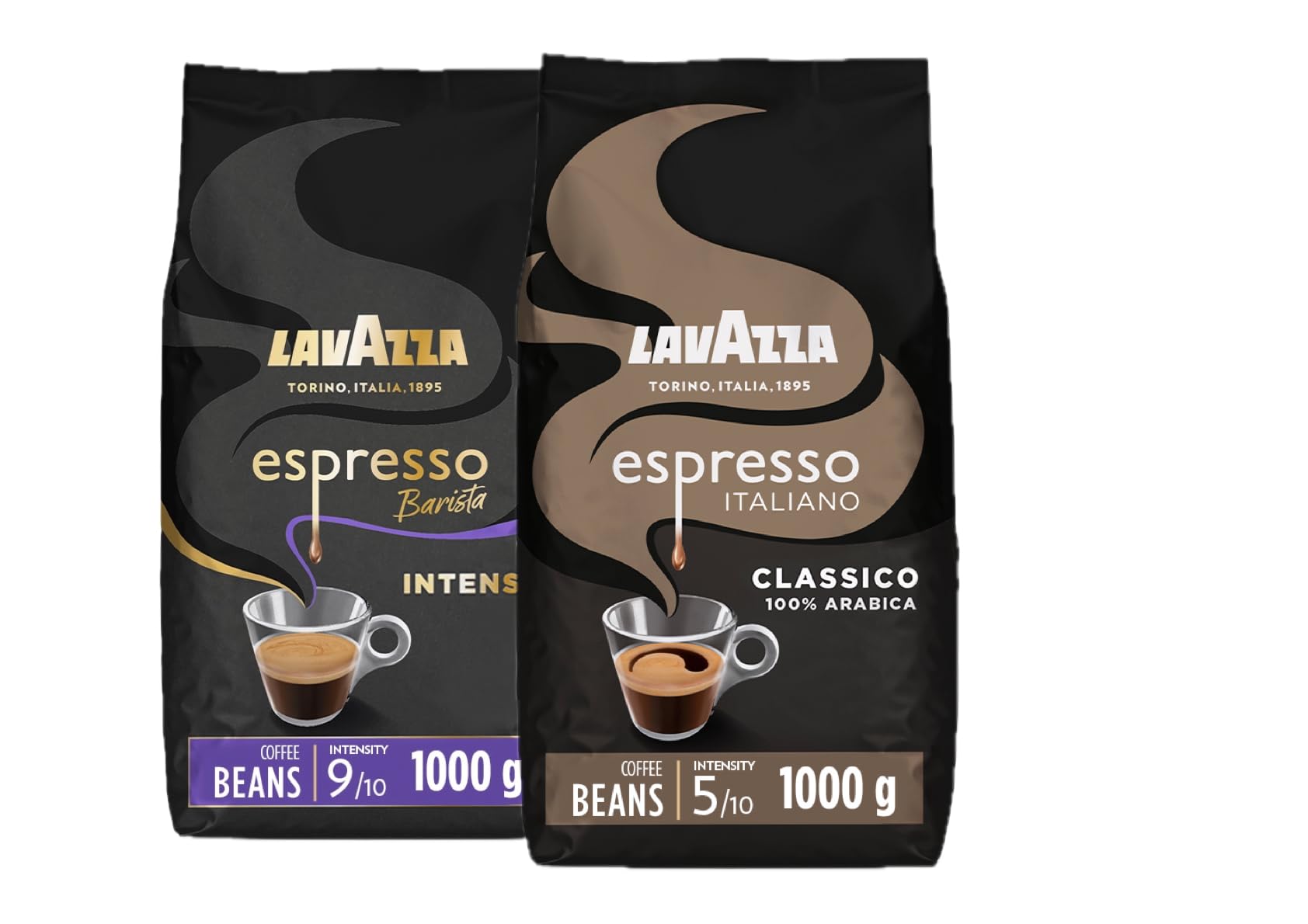 Lavazza Intenso & Italiano Espresso Whole Coffee Beans - 2kg (2 x 1kg)