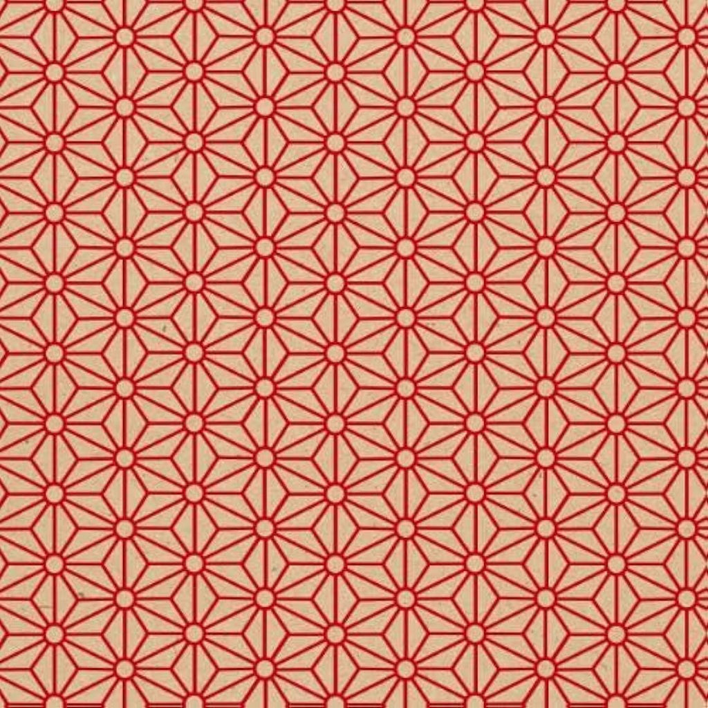 Clairefontaine Recycled Kraft Gift Wrap Roll – Red Geometric, 70cm x 50m