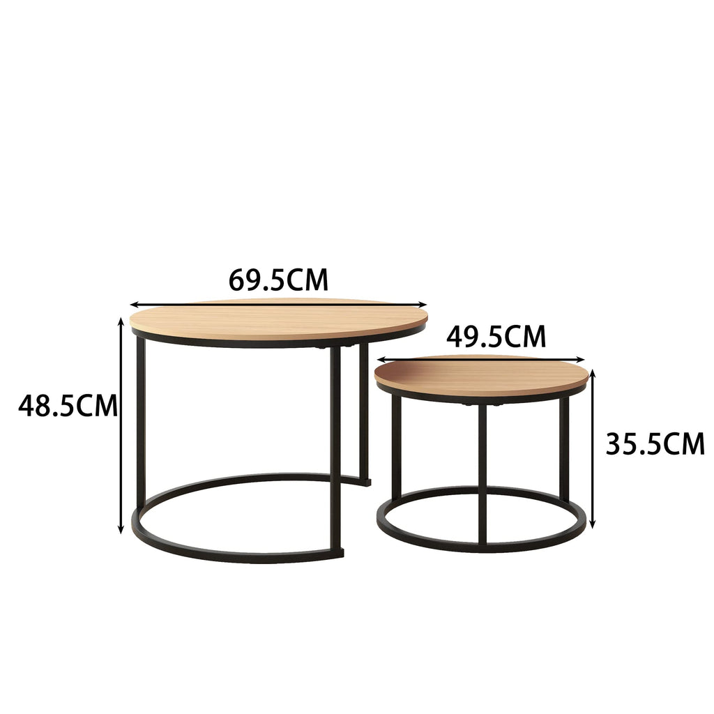 HOJINLINERO Round Nesting Coffee Table Set – Industrial Black Metal