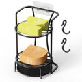 NiHome 2-Tier Soap Holder | Rust-Free Shower Caddy with Hooks - Black