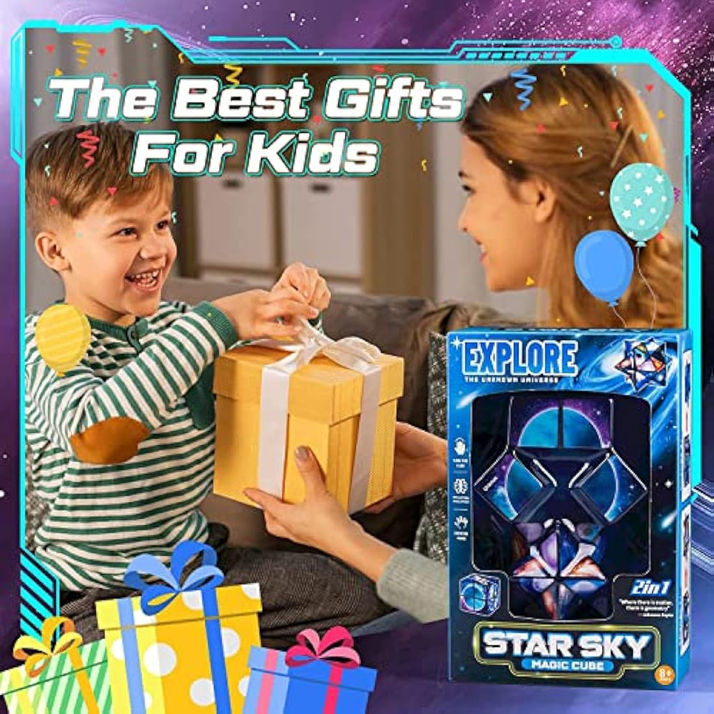 Jolof Store Infinity Cube Fidget Toy – 2-in-1 Galaxy Space Sensory Puzzle