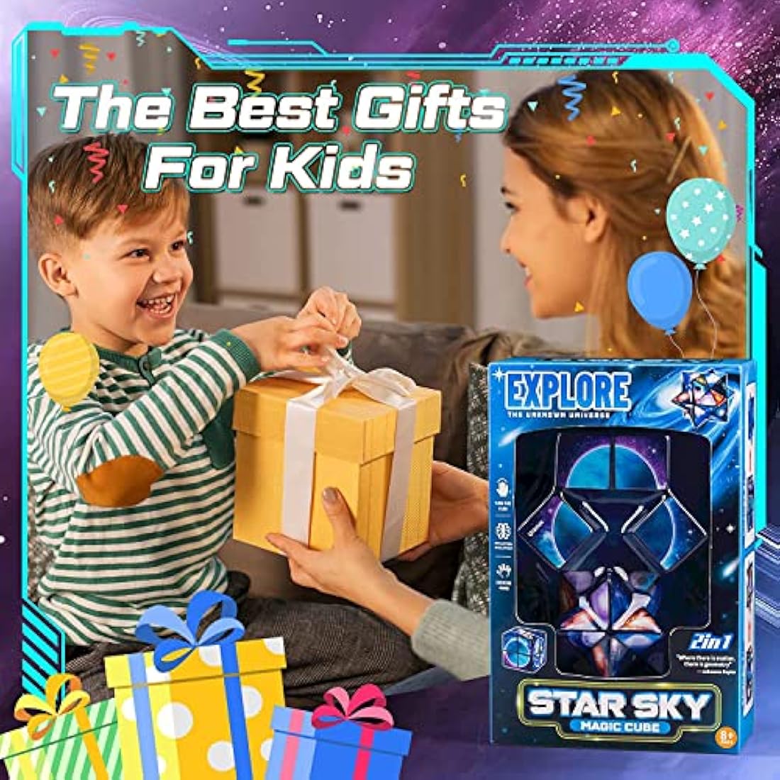 Jolof Store Infinity Cube Fidget Toy – 2-in-1 Galaxy Space Sensory Puzzle
