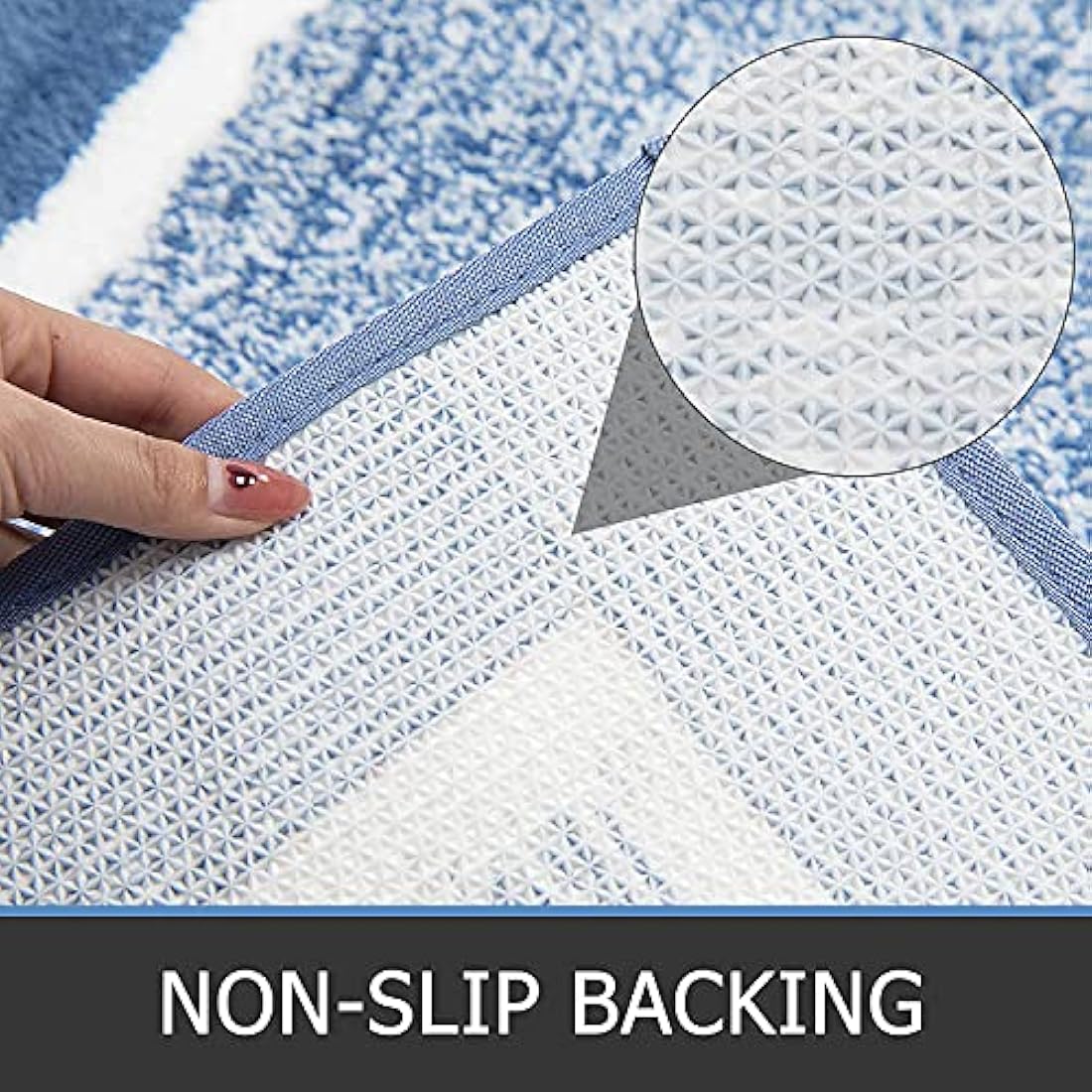 Pauwer 3-Piece Microfiber Bath Mat Set | Non-Slip Absorbent Rugs – Blue