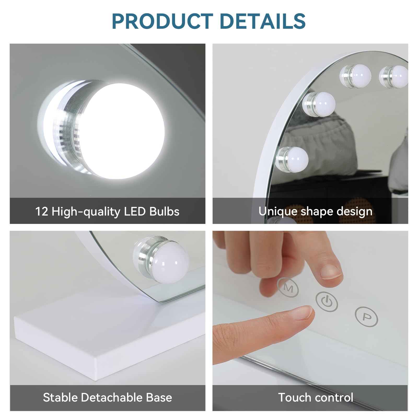 YOURLITE Hollywood Vanity Mirror – Round LED Makeup Mirror with USB