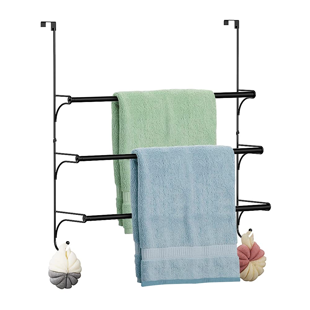 Over-the-Door Towel Rack – 3-Tier Expandable Metal Hanger