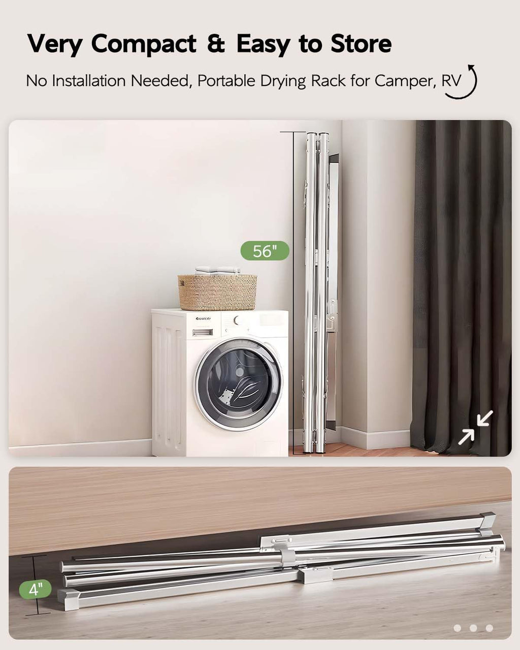 Vikaqi 63" Folding Clothes Drying Rack – Heavy Duty Stainless Steel