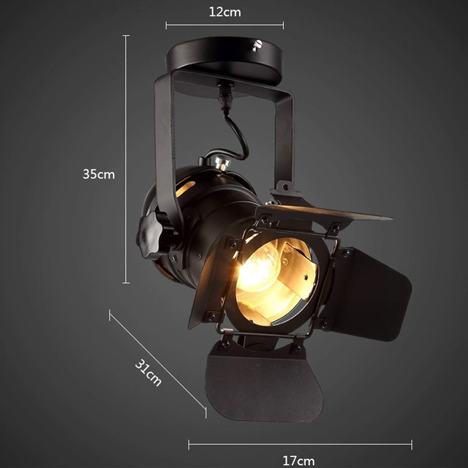 Hobaca Industrial Loft Ceiling Spotlight – Adjustable Iron E27 Lamp