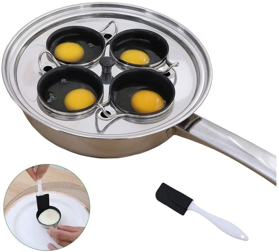Jolof Store 4-Cup Egg Poacher Pan – Stainless Steel Induction Cookware