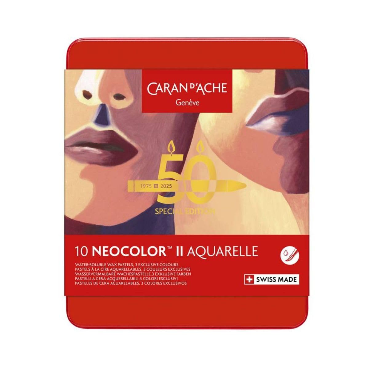 Caran d'Ache Neocolor II Water-Soluble Wax Pastels - Portrait Tin of 10