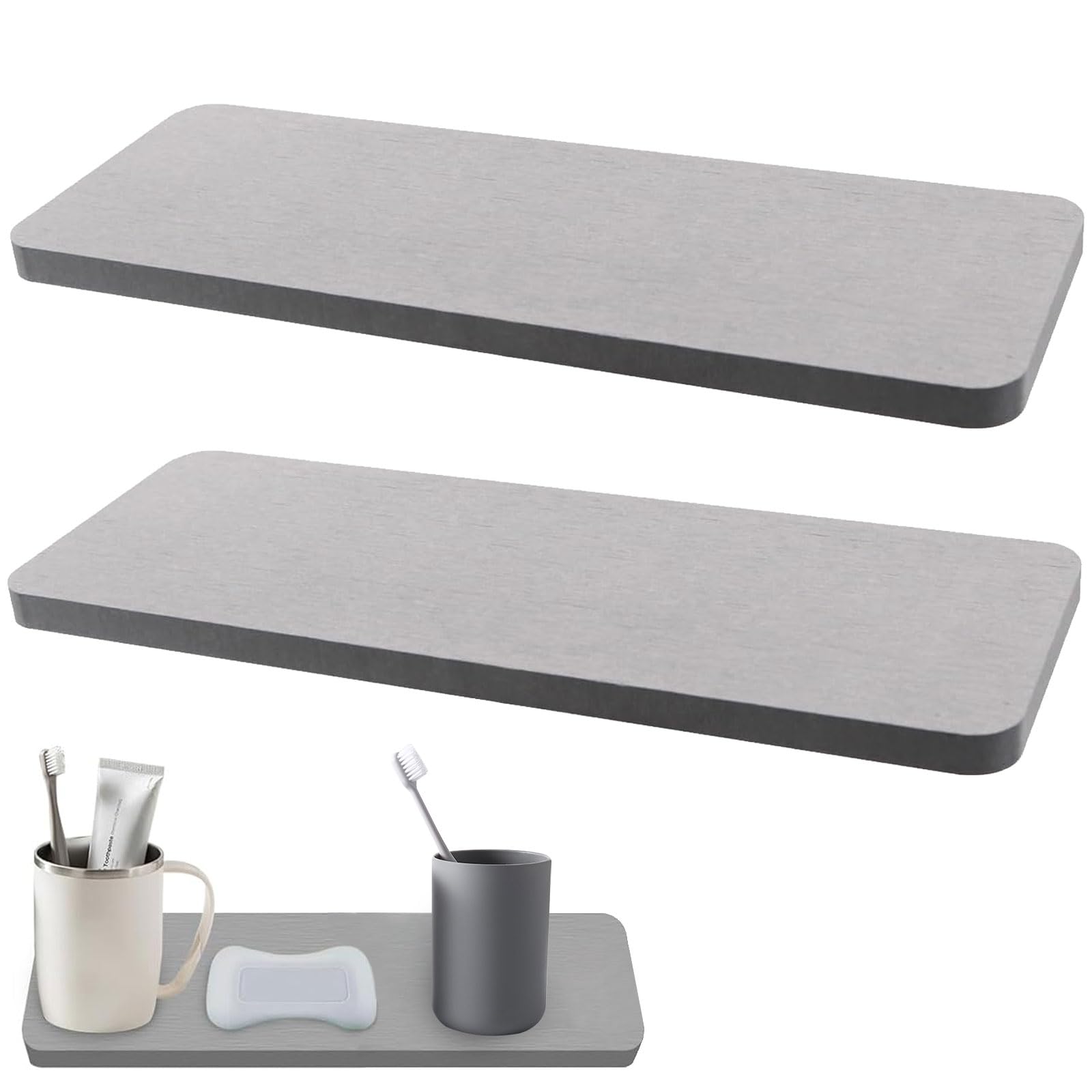 Diatomaceous Earth Sink Tray – 2pc Quick Dry Absorbent Stone