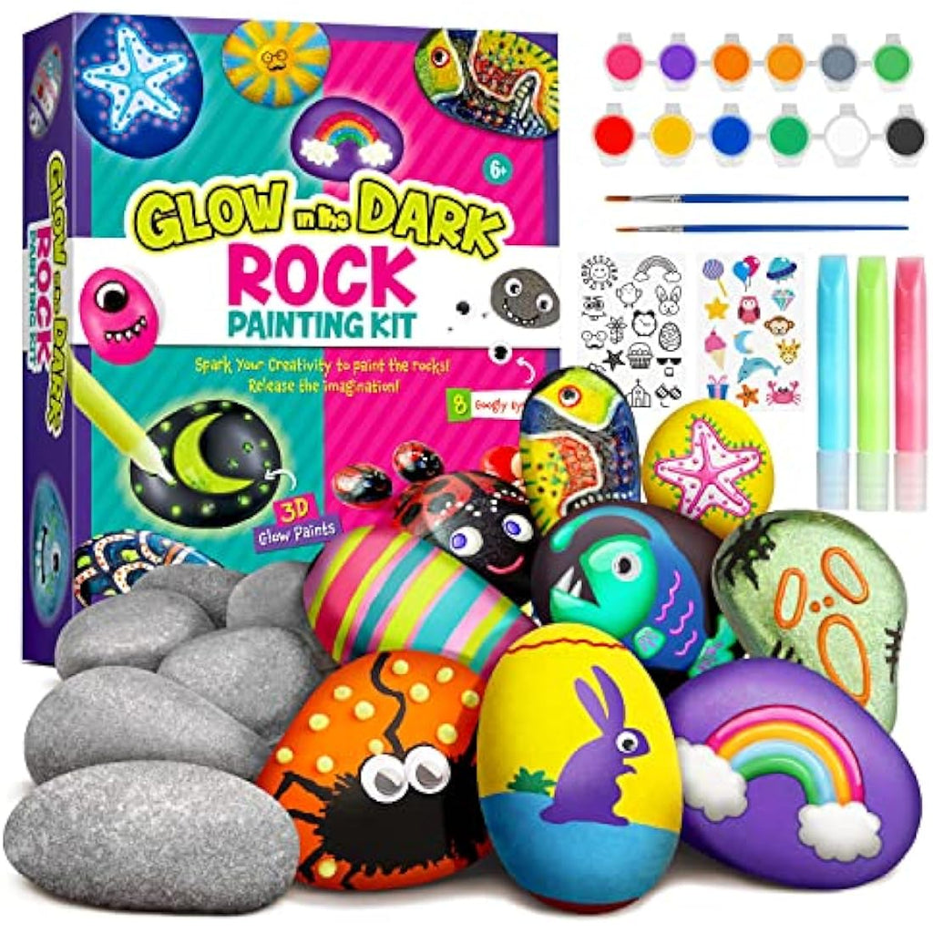 Jolof Store Rock Painting Kit – Glow in The Dark Arts and Crafts for Kids