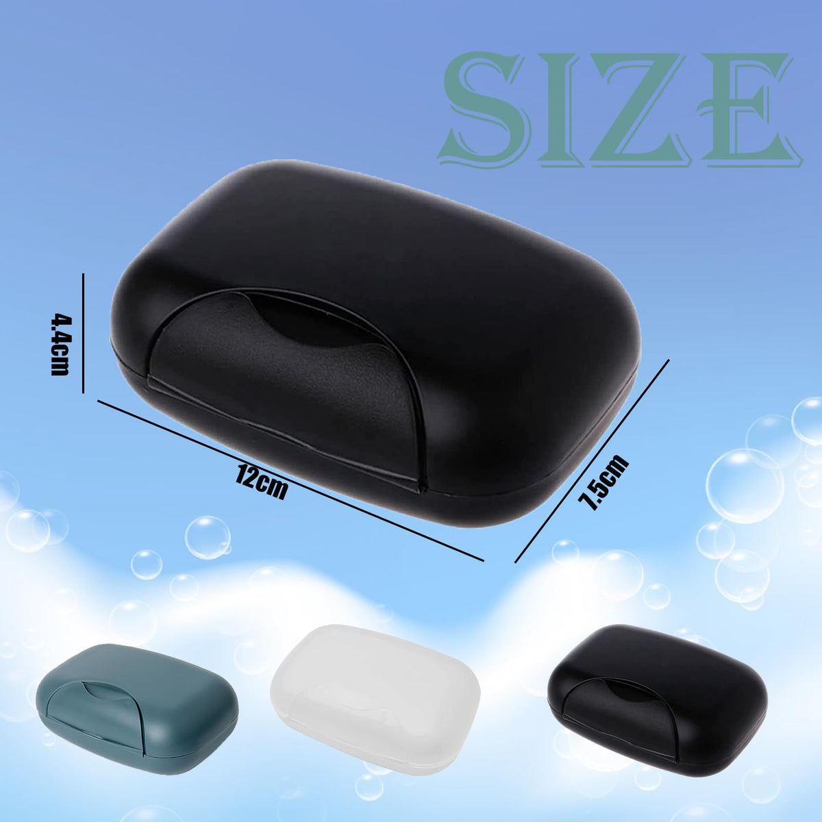 3-in-1 Soap Case - Waterproof & Leakproof Soap Bar Holder with Lid - Portable for Shower & Travel Black, White, Navy Blue