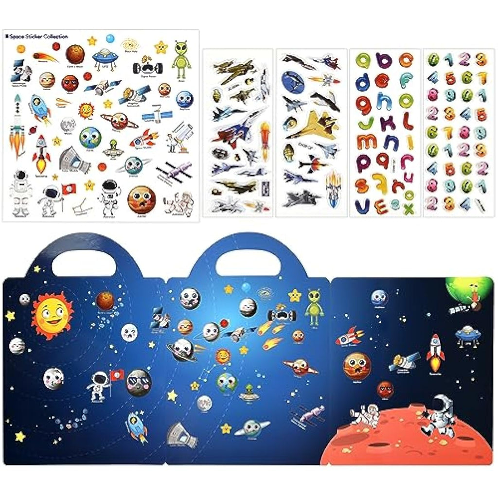 Jolof Store Space 3D Puffy Sticker Book – 88 Pcs Reusable Sensory Toy