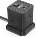 BEVA 4-Way Extension Lead Cube with 3 USB Ports – 3M Power Strip Black