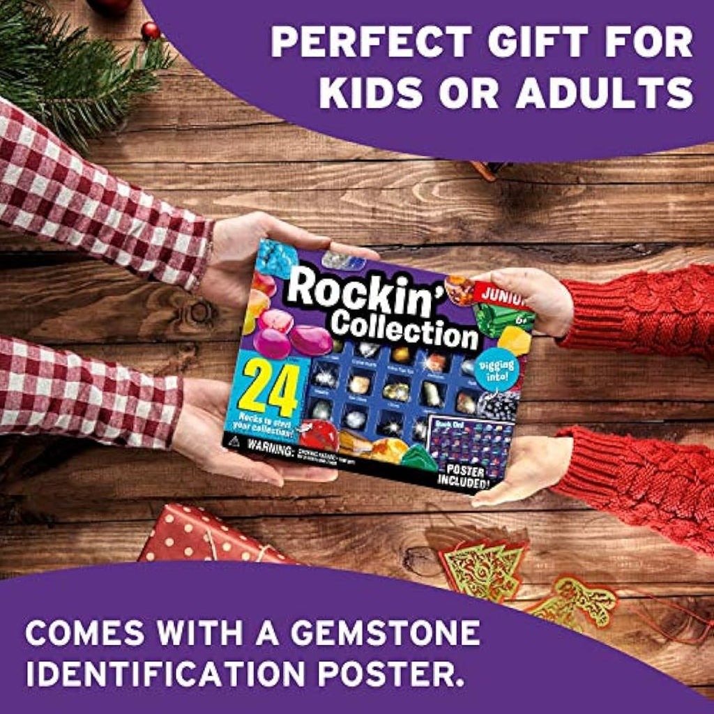 Dr. Daz 24-Piece Gemstone Collection & Rock Mineral Kit for Kids