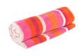 Lex's Linens Striped Cotton Beach Towel | Pink & Orange Velour – 70x150cm