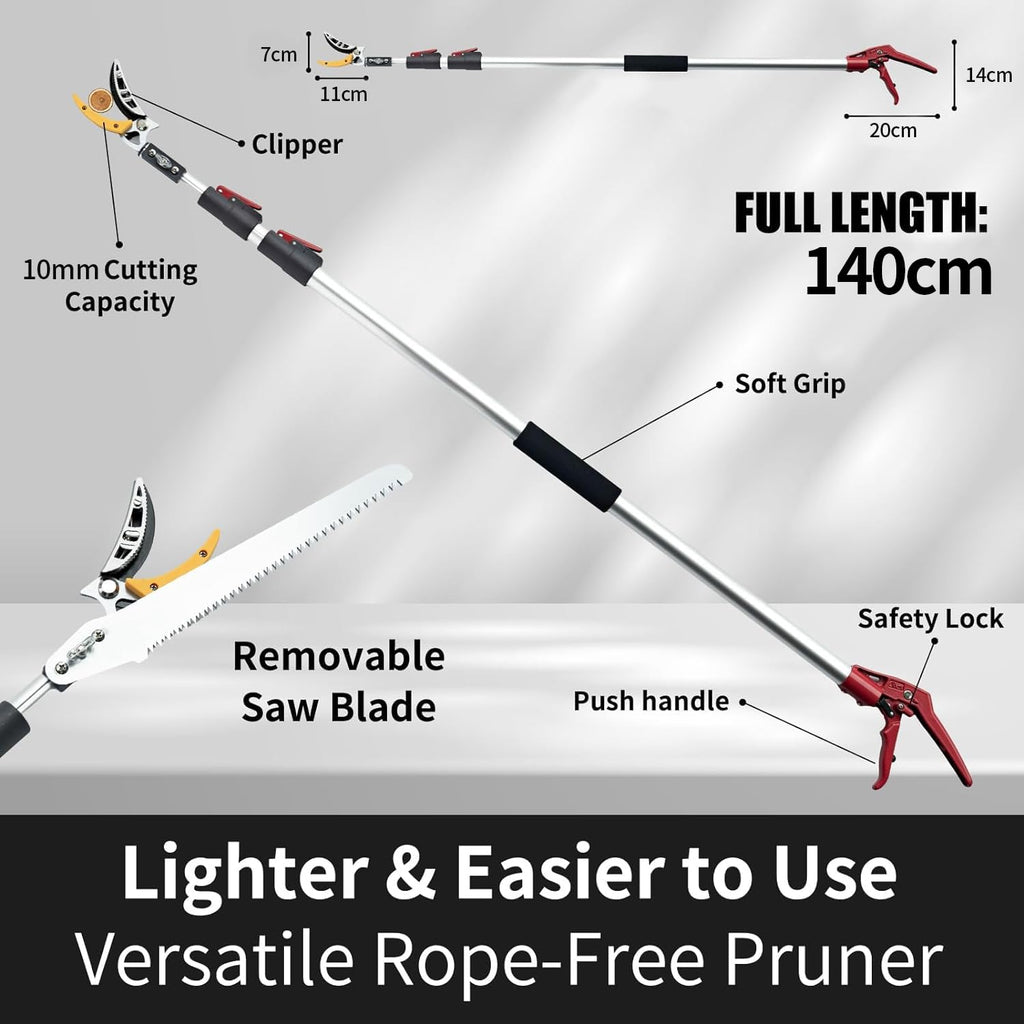FLORA GUARD Extendable Tree Pruner – 1.4-3m Telescopic Pole Saw & Fruit Picker