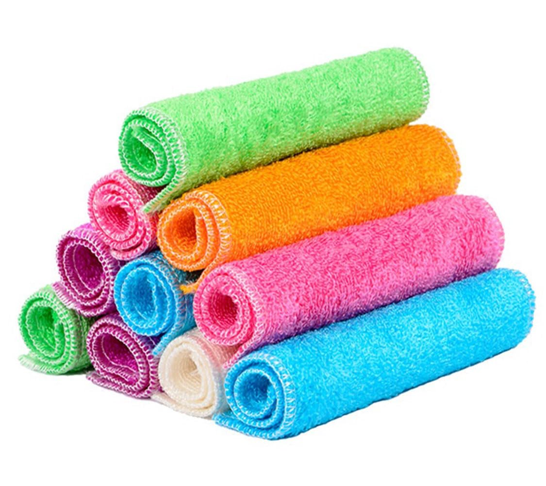 Bamboo Dish Cloths | 10 Pack Absorbent Kitchen Towels