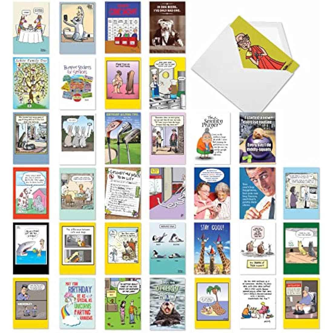 NobleWorks Funny Birthday Cards Bulk Box Set - 36 Assorted Designs