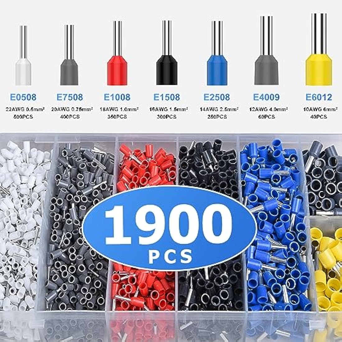 Preciva Ferrule Crimper Plier Set | 6-Sided Ratchet Tool with 1900 Connectors