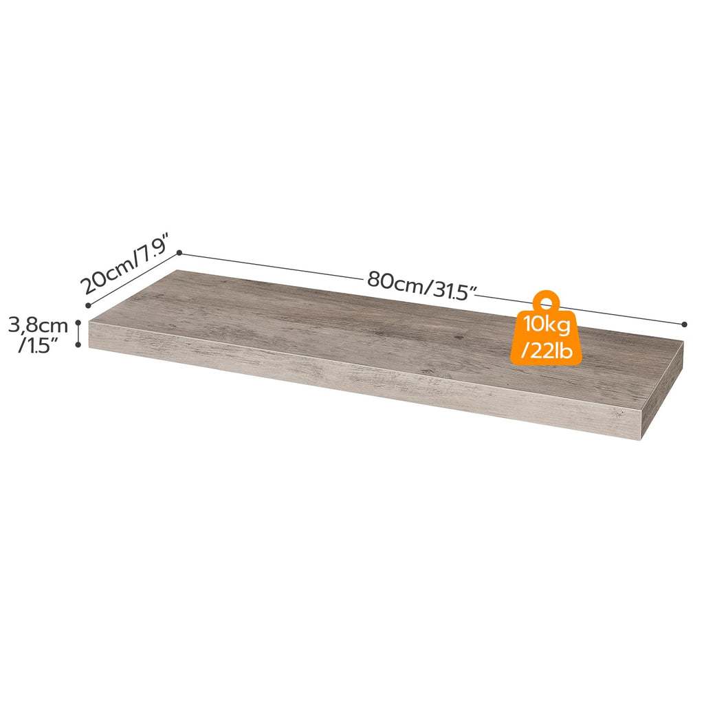 HOOBRO Floating Shelves Set of 2 – 80cm Retro Brown Wooden Wall Racks