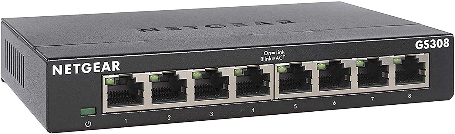 NETGEAR GS308 8-Port Gigabit Ethernet Switch | Silent Desktop Mount