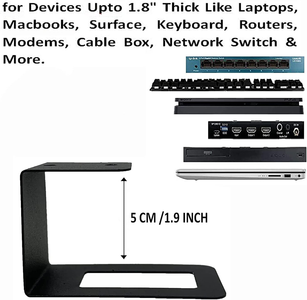 Laptop Holder Under Desk Laptop Mount Organizer Rack Storage Shelf, Add On Under Table Laptops, Keyboard, Routers, Modems, Cable Box - image 3