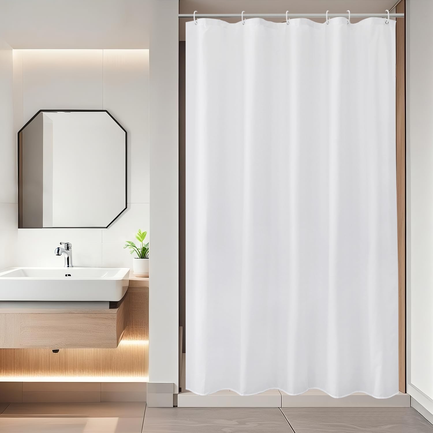EurCross Stall Shower Curtain – 100x200cm Waterproof White Polyester